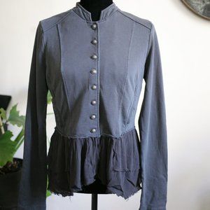 Free People Gray Military Peplum Jacket Sz. Small